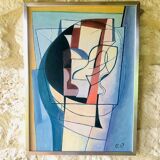 Vintage abstract painting, signed, circa 70's/80's