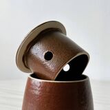 Red stoneware butter dish, old