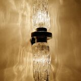 Pair of large vintage chrome glass wall lights