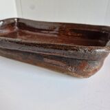 Ancien Plat À Jus Lechefrite 19e Terre Cuite Vernissée Art Populaire