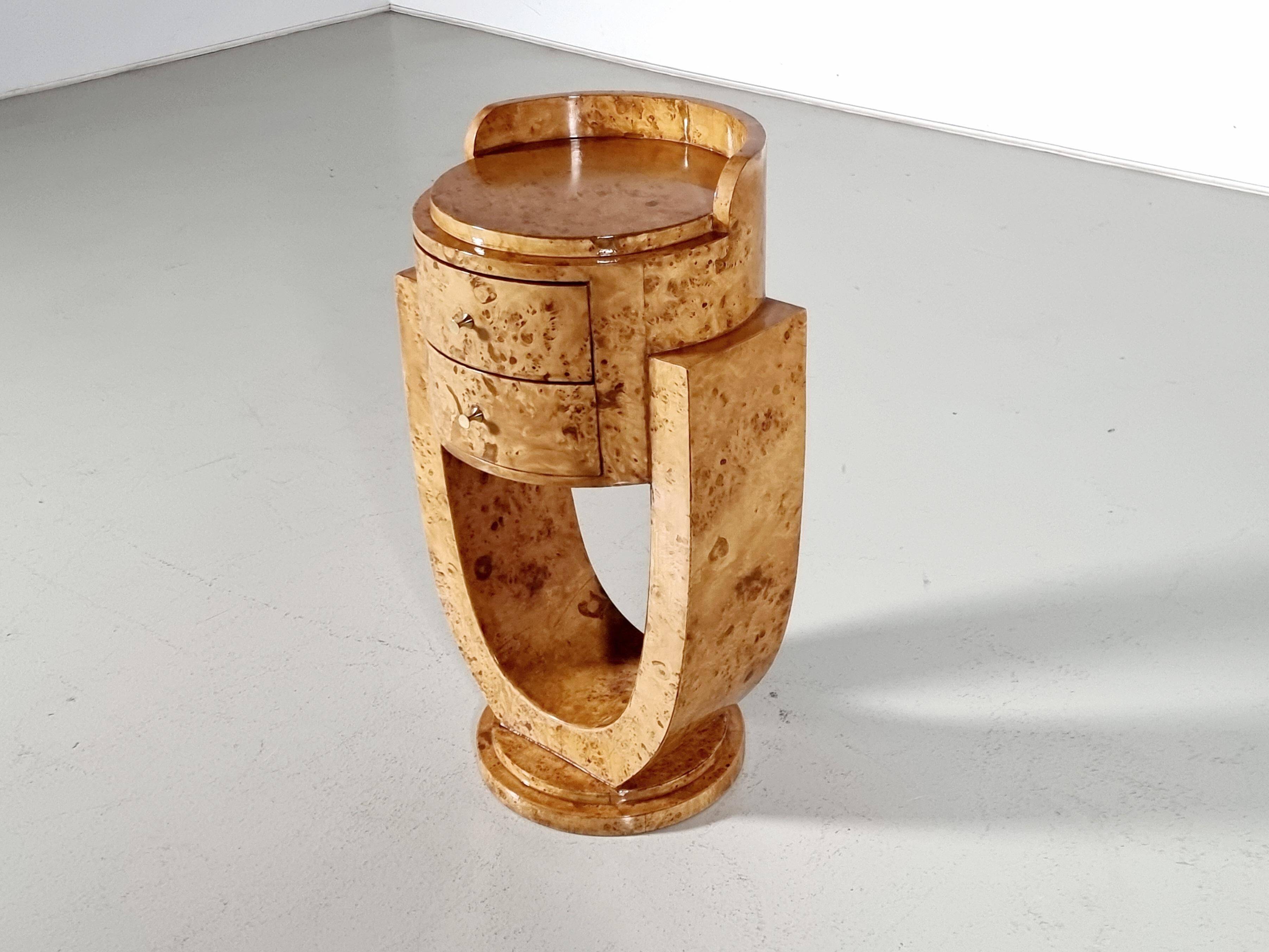 Meuble de rangement Art Déco en placage de bois de ronce, 1970