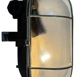 Industrial brown bakelite wall light with frosted glass, 1960s
