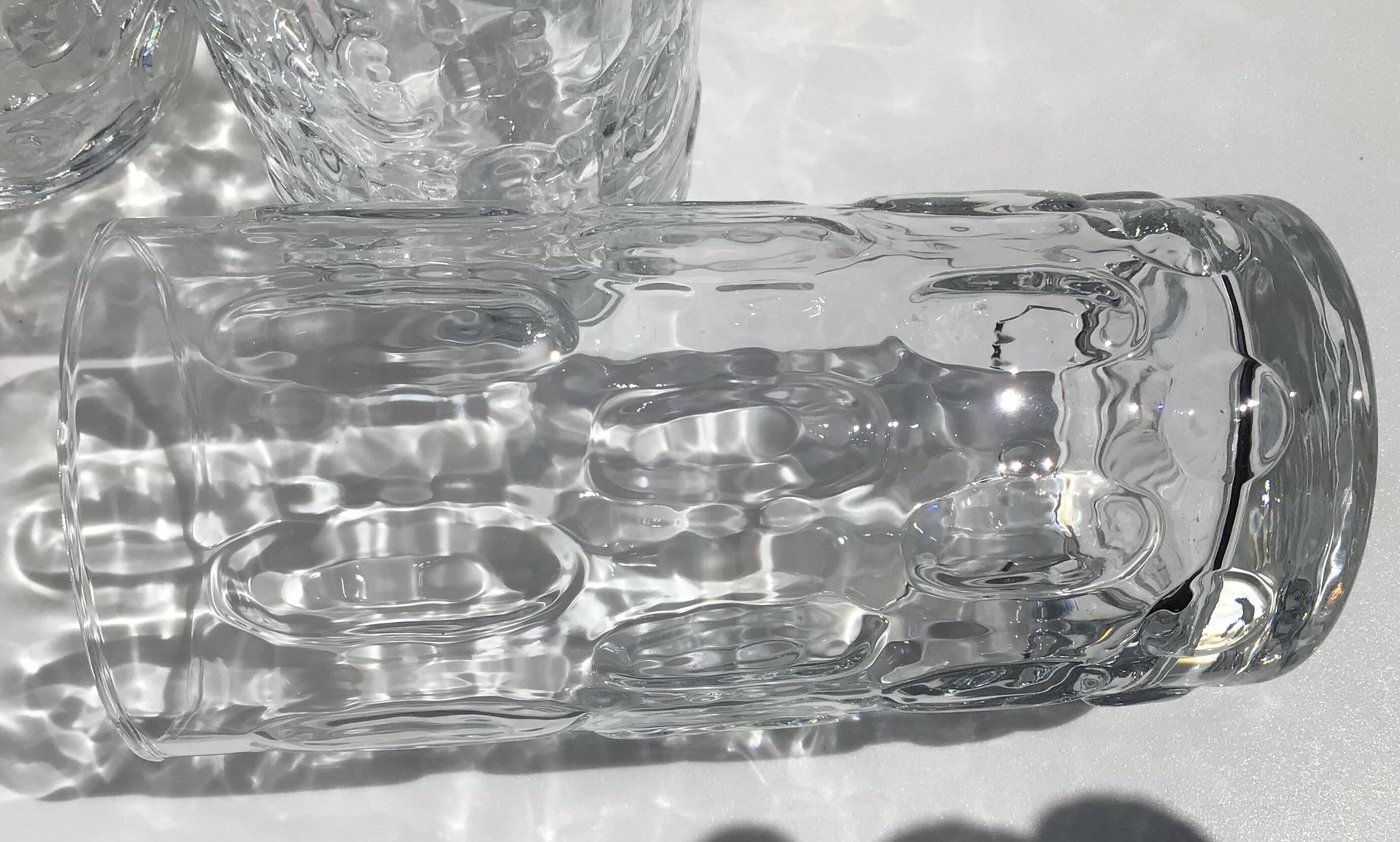 6 Long drink glasses relief glass oval bubbles Pernod