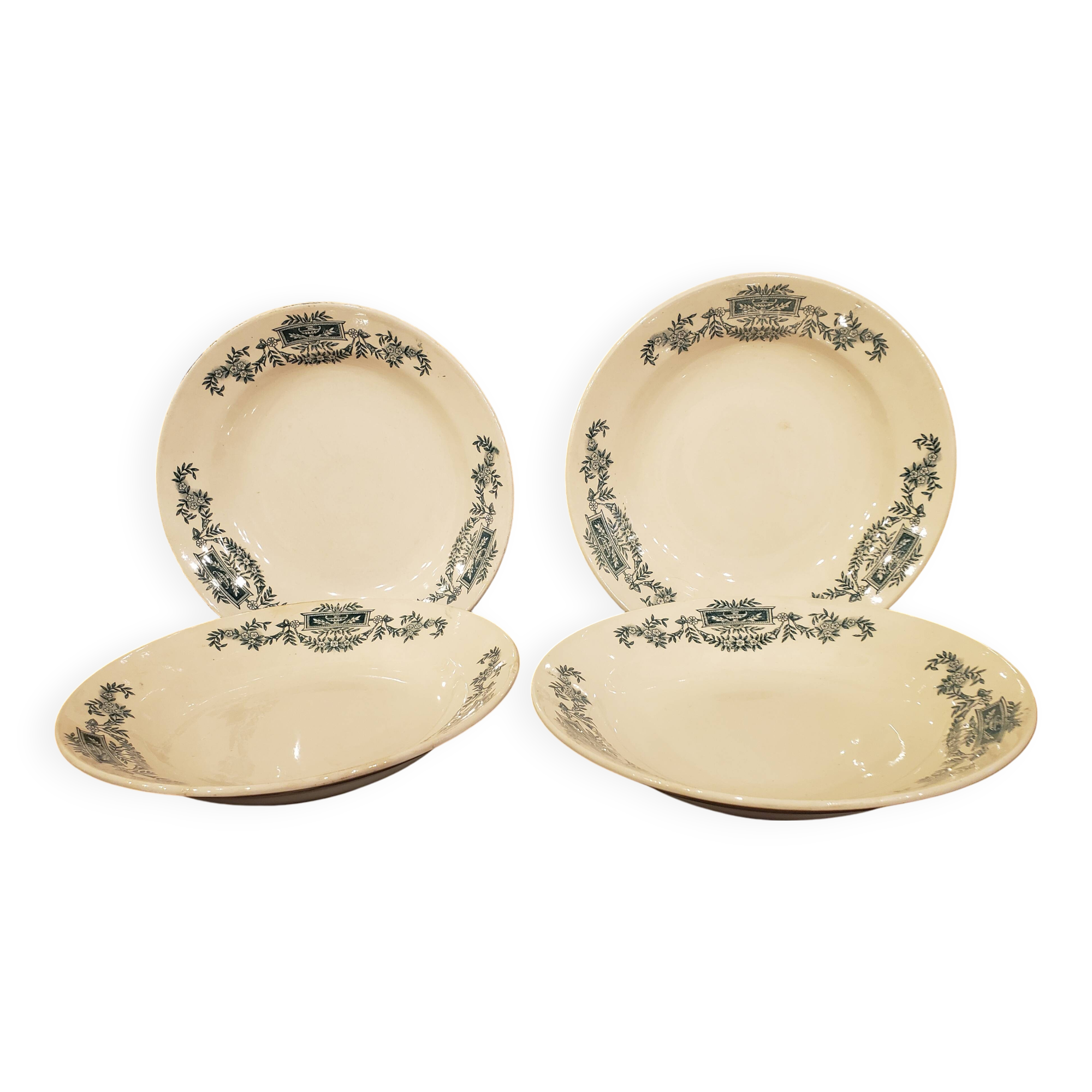 4 Longchamp ironware soup plates