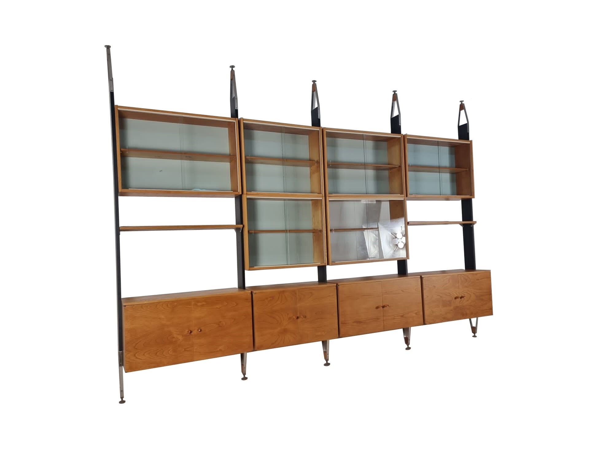 Unité murale modulaire vintage par Jitona, années 1960, ensemble de 4