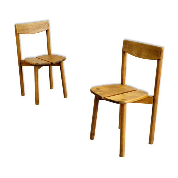 Paire de chaises "grain de café", France 1950