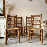 Wood and straw chairs
