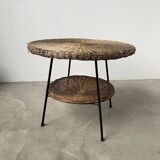 Round wicker coffee table from the 60s