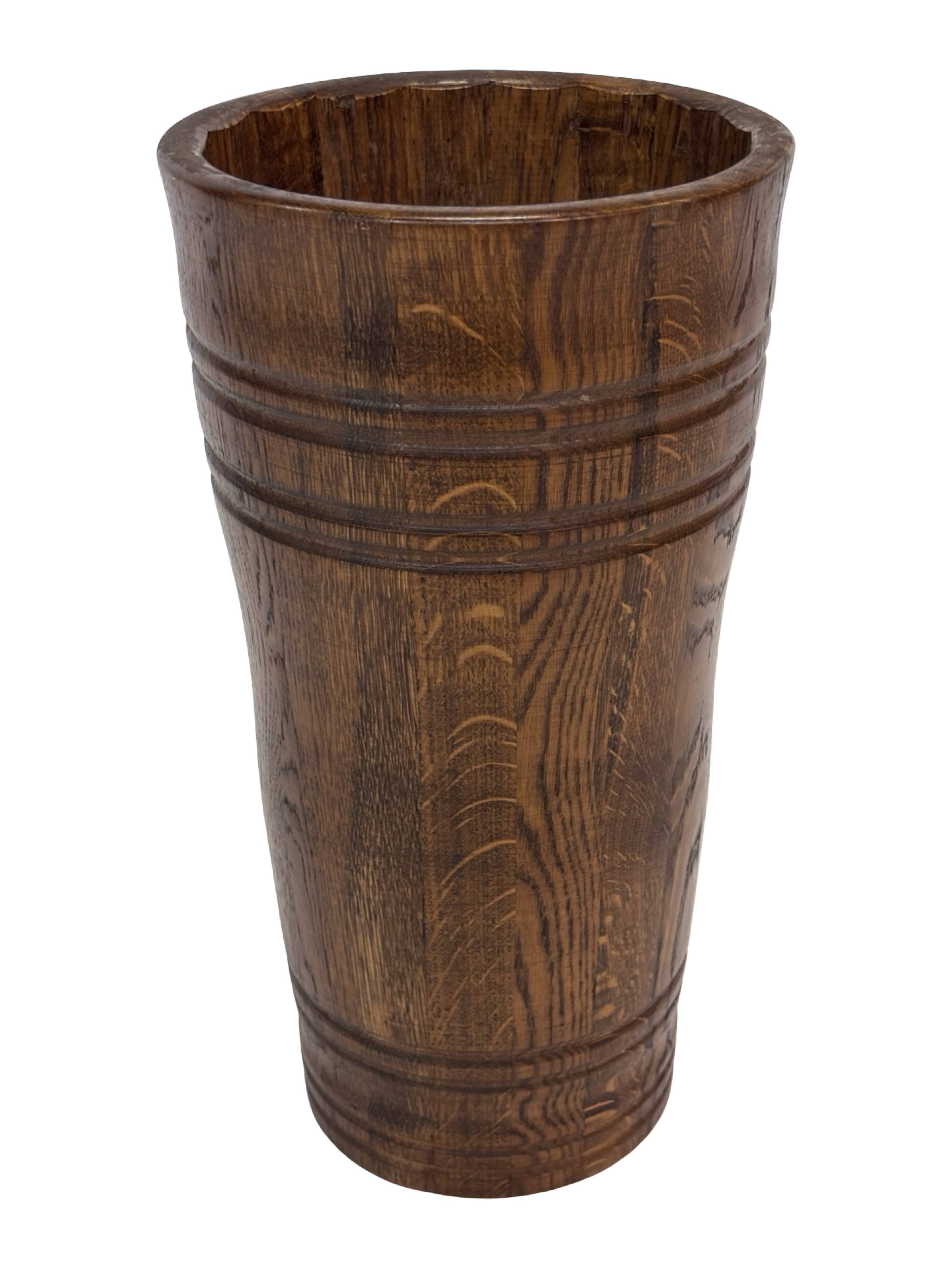 Vintage umbrella stand holder oak basket storage design 60's minimalist