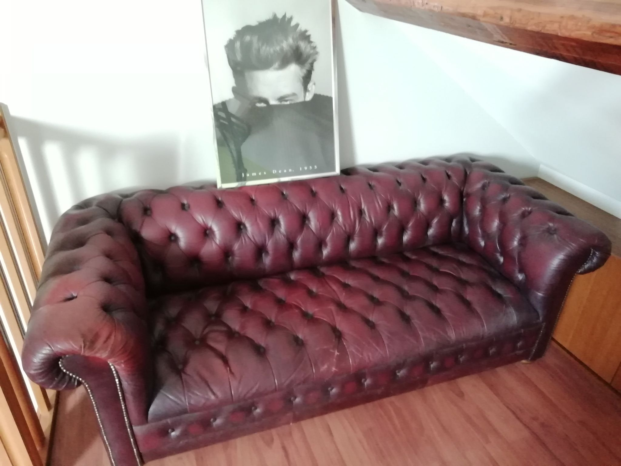 Canapé chesterfield vintage 60's-80's rouge bordeaux
