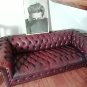 Canapé chesterfield vintage 60's-80's rouge bordeaux