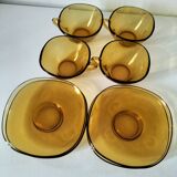 4 cups and saucers VERECO amber