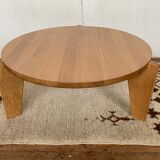 Table basse Jean Prouve en chêne massif diamètre 80cm Edition Vitra