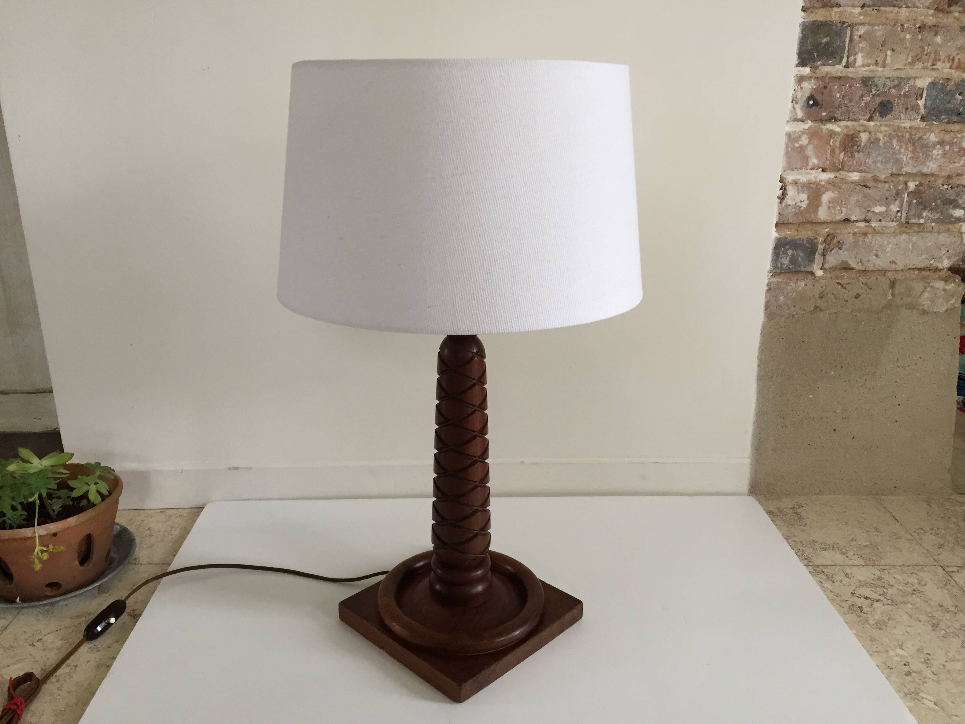 Art deco lamp rosewood carved