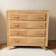Commode vintage rénovée, chêne blond, pieds compas, années 50 60