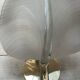 Set of 3 Murano glass wall lamps in white and brass, 1970s.