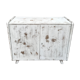 Buffet bahut vintage 1950 pieds compas patine blanche