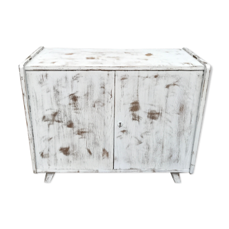 Buffet bahut enfilade - vintage - 1950 - compass feet - white patina