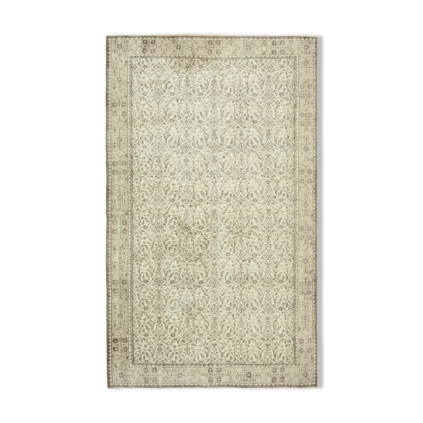 Hand-Knotted Unique Turkish Beige Rug 171 cm x 285 cm