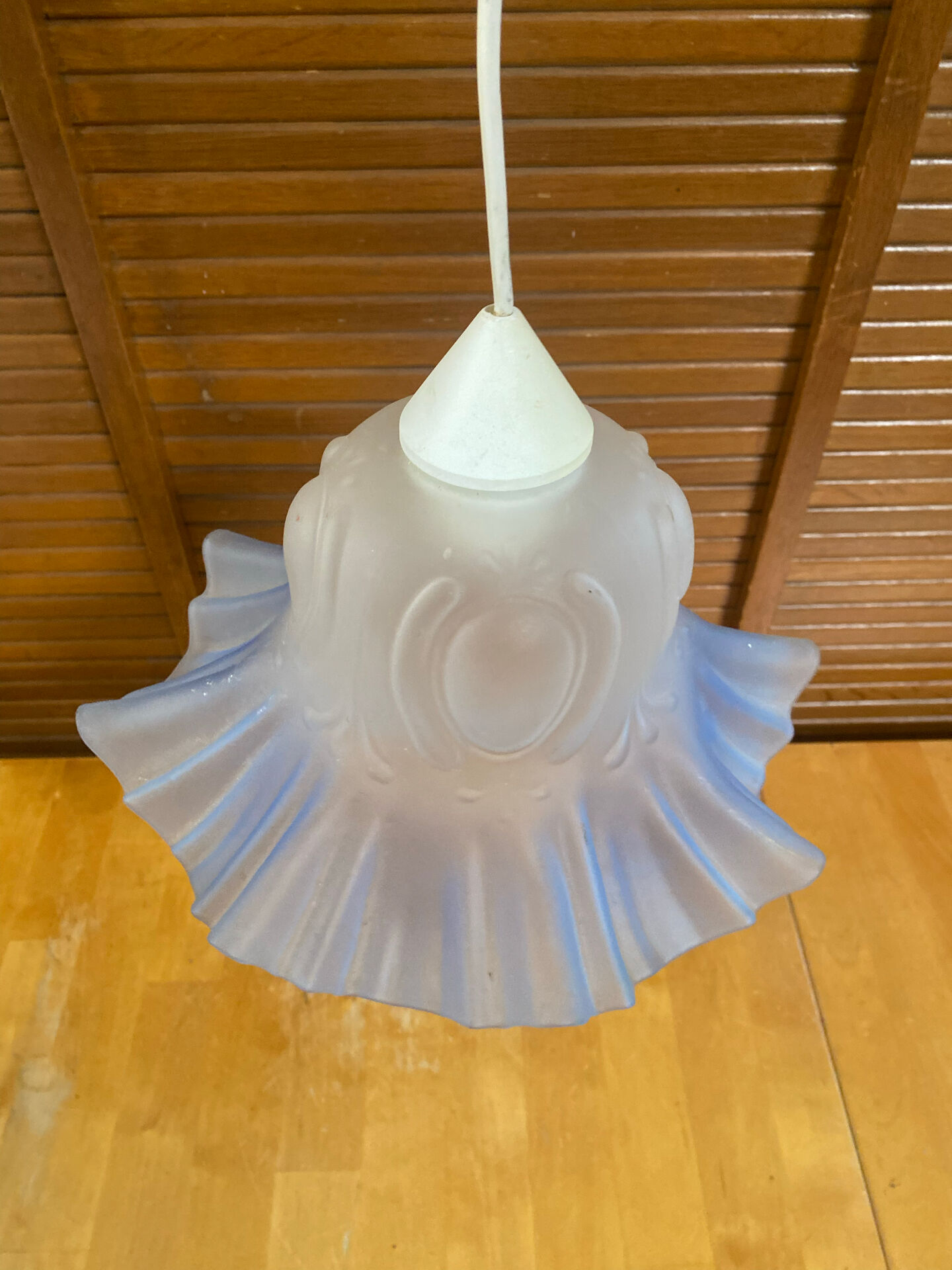 Old tosel suspension frosted blue glass vintage style #e469