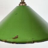 Industrial British Green Enamel Factory Pendant Lamp, 1950s