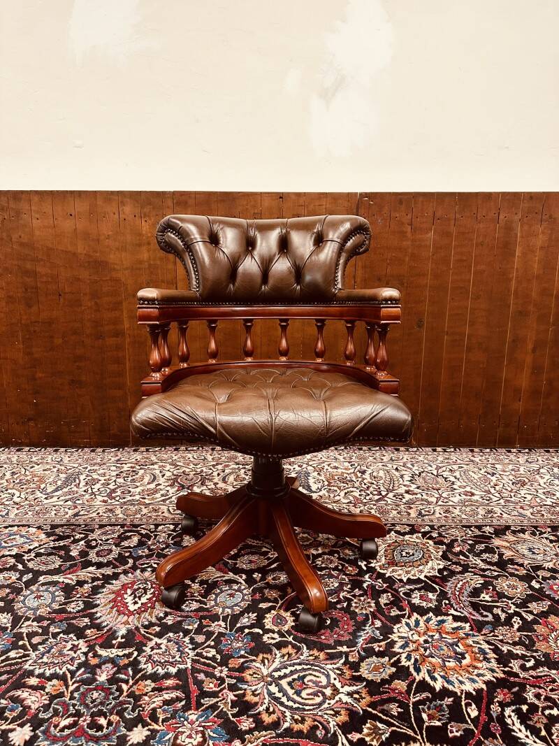 Brown Chesterfield Captain Desk Chair Office chair