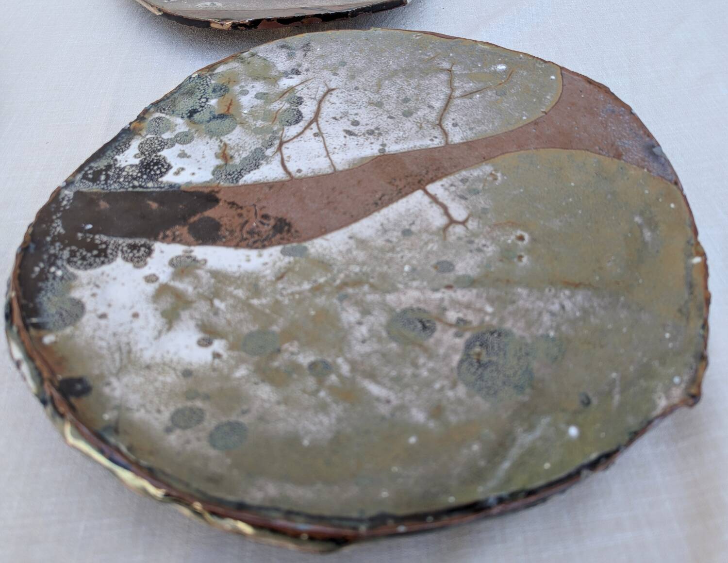 Georges Sybesma three stoneware ceramic dishes circa 1990/2000