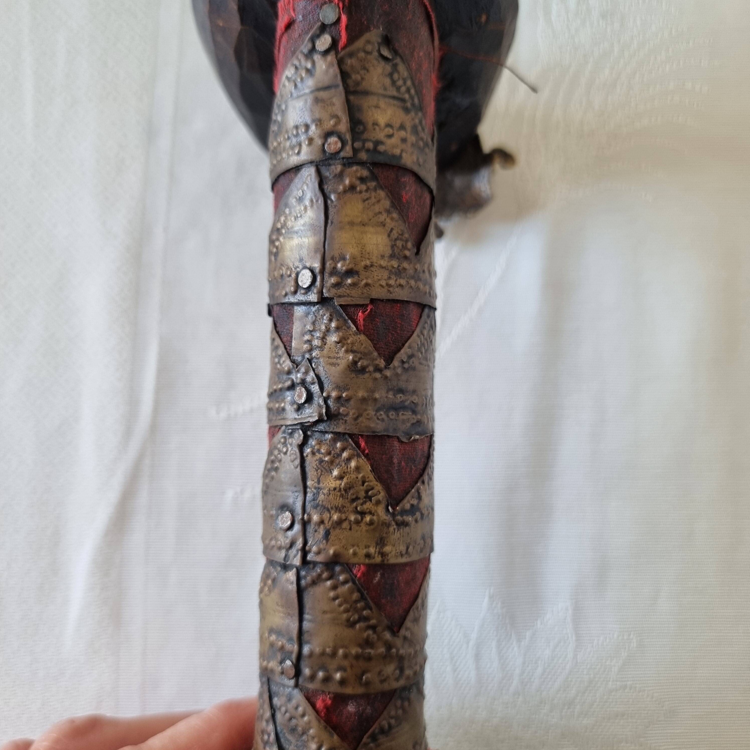 Scepter decorated with a female figure in wood and brass