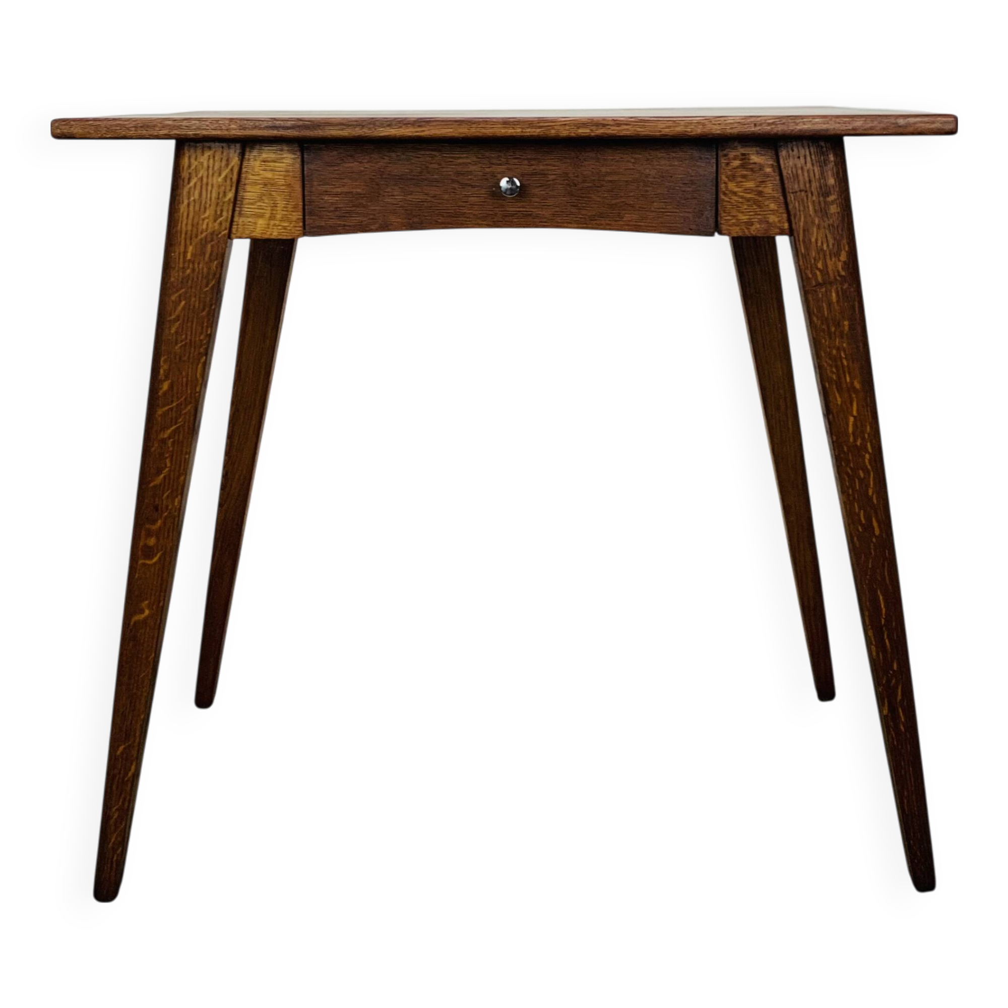 1950s oak desk, vintage, compass legs