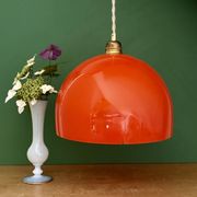 Suspension globe vintage en verre orange