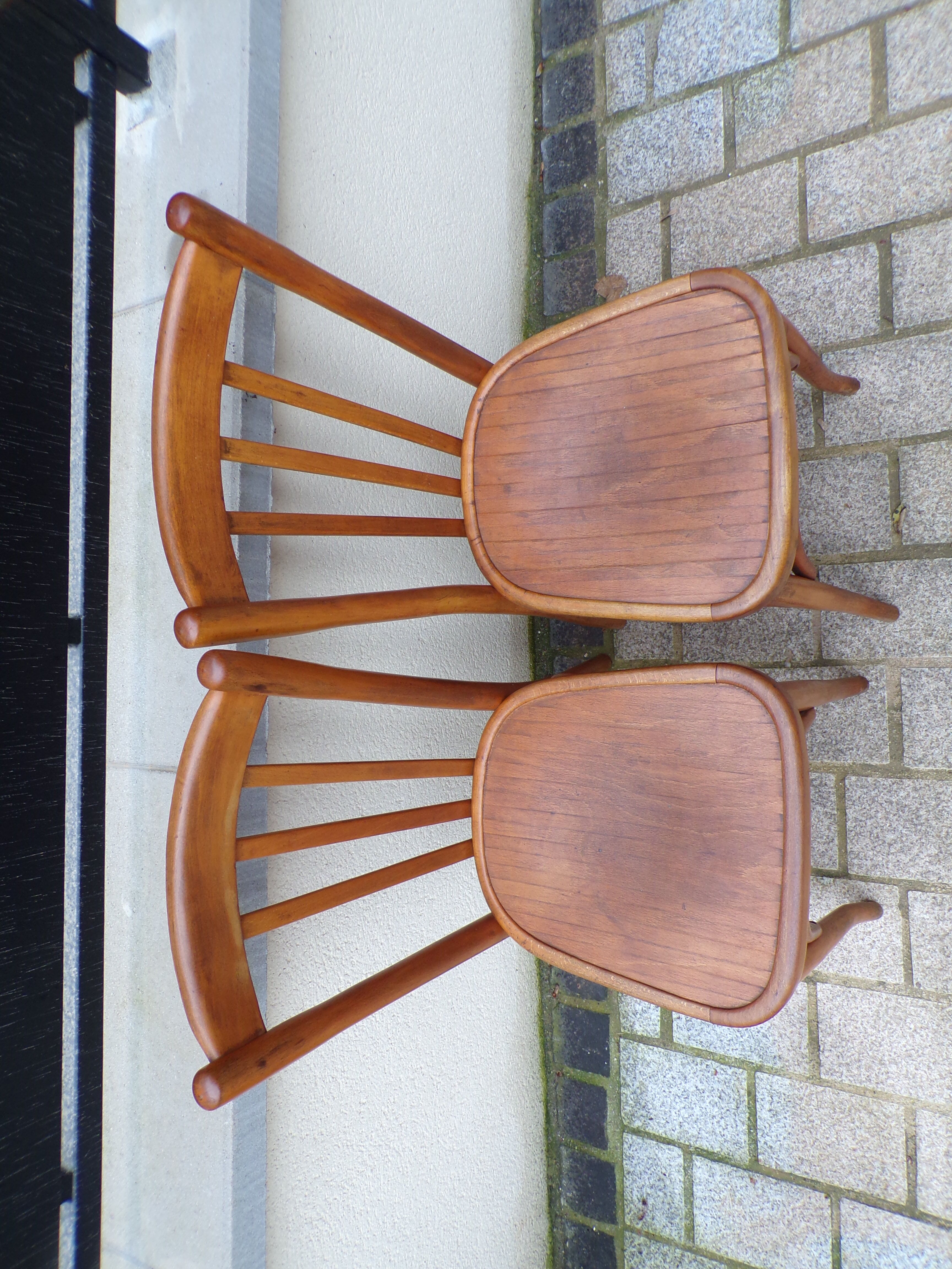 Pair of Mahieu bistro chairs in curved wood