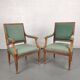 Pair of Louis XVI armchairs upholstered green velvet