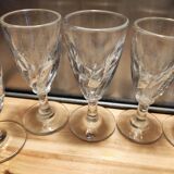 12 small twisted bistro glasses, 19th century