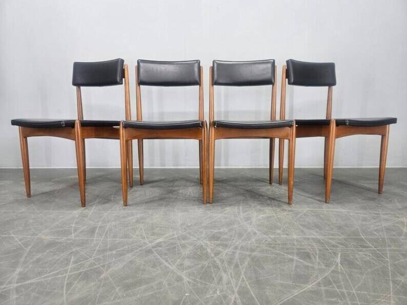 Set of Four Rare Midcentury Dining Chairs, Denmark, 1970s
