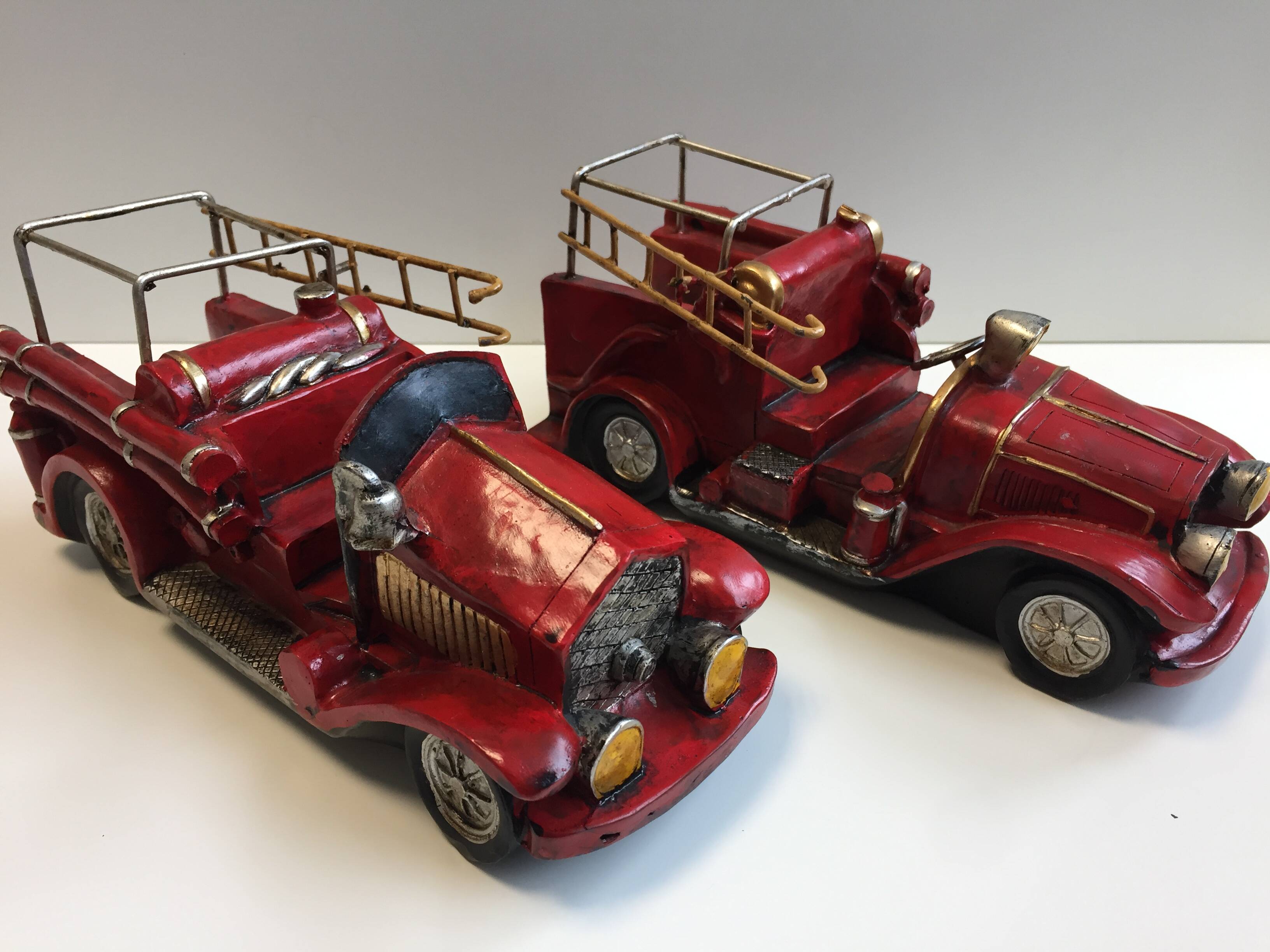 Collector toys duo of old miniature fire trucks 1930