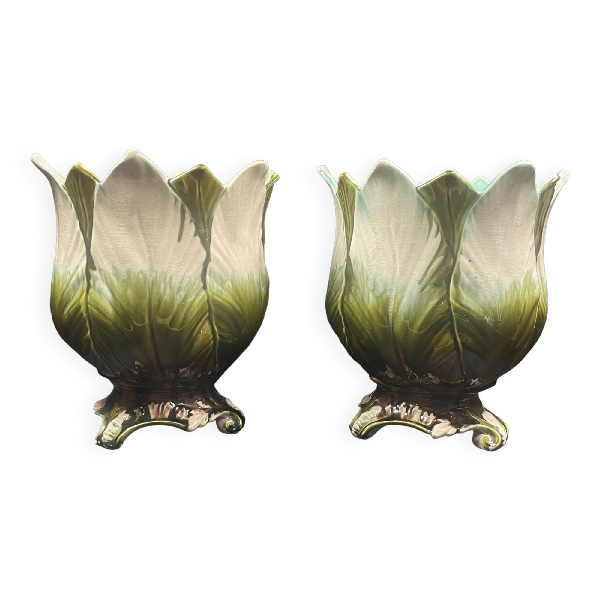 Pair of slip tripod pot covers -