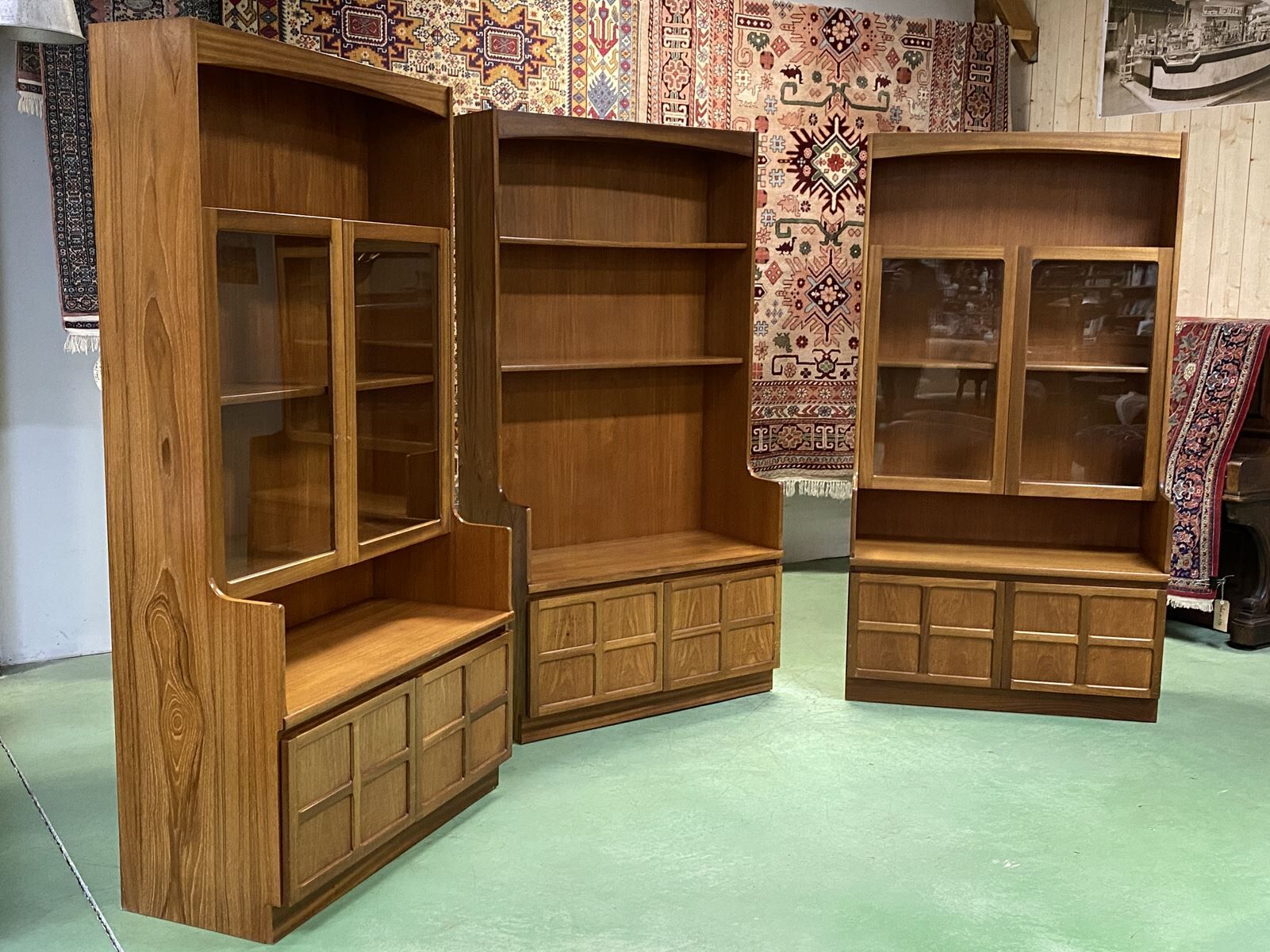 English library in 3 modules from the 1980s in teak