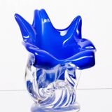 Blue Hand-Shaped Glass Vase, 1970s