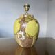 Hubert Olivier ceramic lamp with floral decoration, 1980.