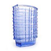 Optical vase, mid-century modern, transparent glass, designed by J. Drost, Ząbkowice, Poland, 1970s