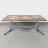 Vintage ceramic and chrome metal coffee table from the 70s