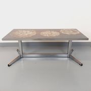 Vintage ceramic and chrome metal coffee table from the 70s