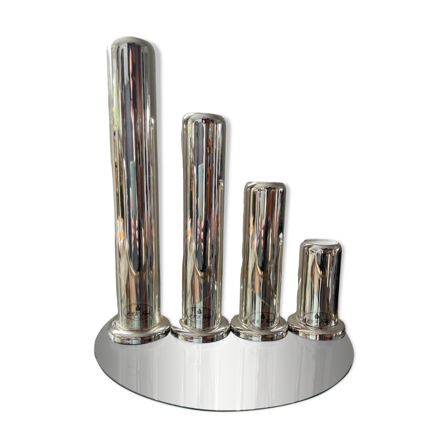 Series 4 HRW Fink Germany candlesticks from the 70s in silver metal