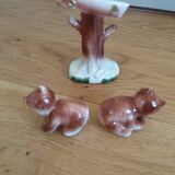 Zoomorphic salt and pepper shaker bears in slip