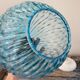 Suspension vintage bleue turquoise en verre ciselé électrifiée à neuf