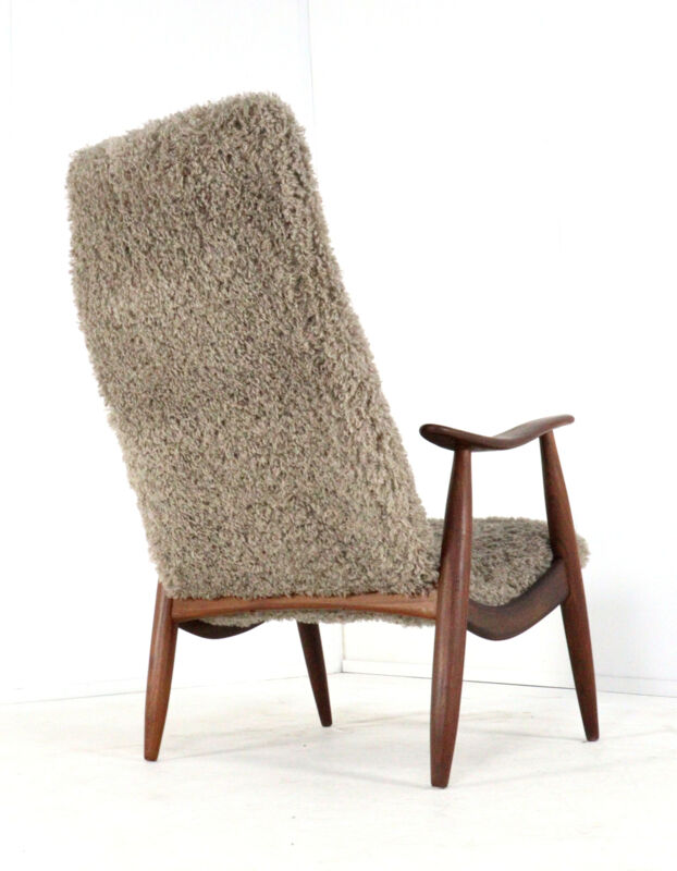 Mid century modern Armchair brown doodle (1) - total restoration - unique