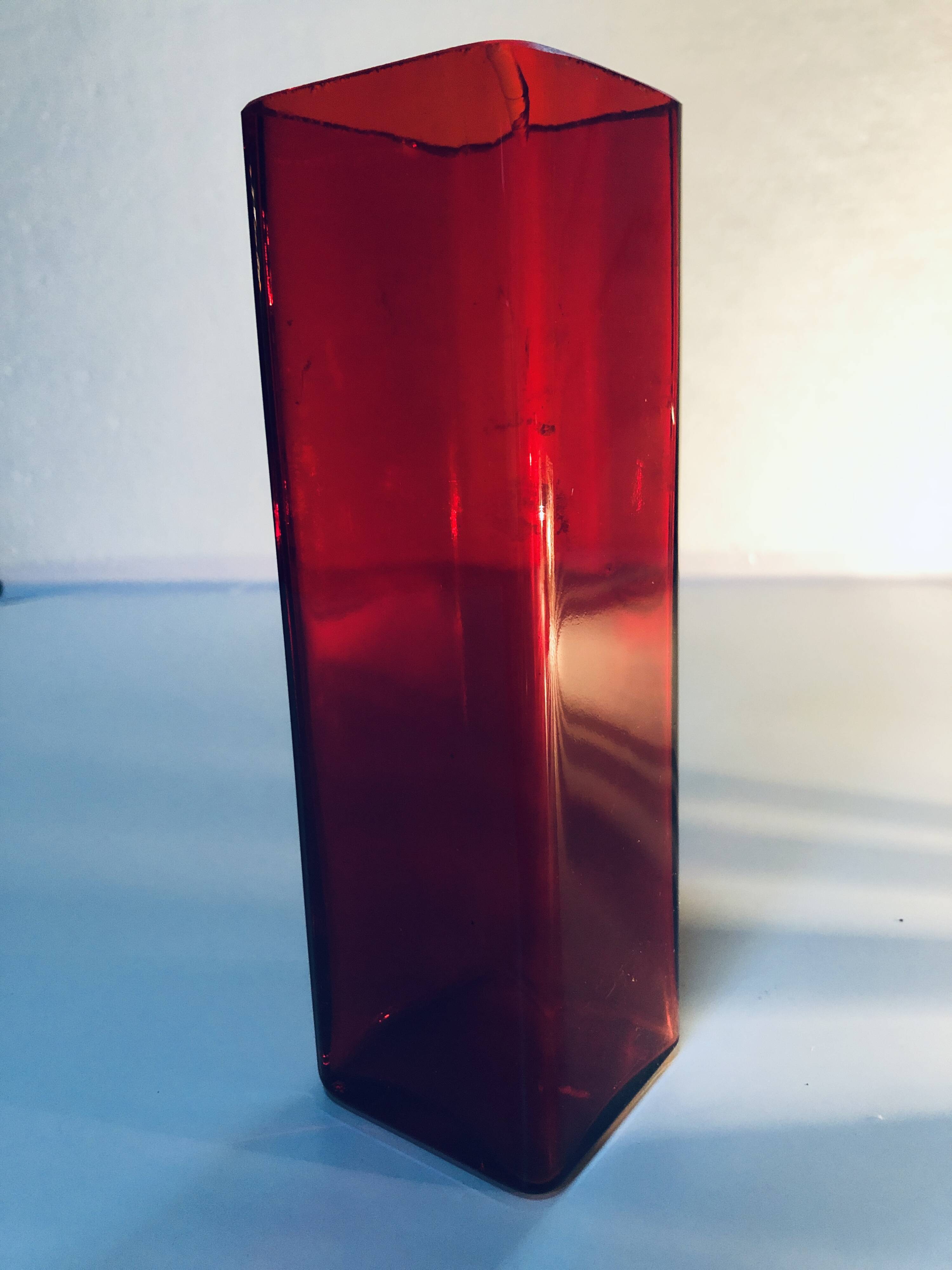 Vintage vase • red glass • 1970's