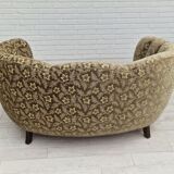 60s, danish vintage 2 seater "banana" sofa, green velour, original condition.