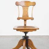 Antique late 19th century English office chair with reclining backrest and height adjustable