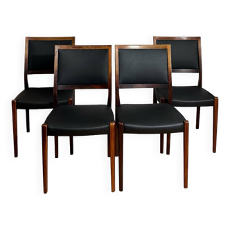 Ensemble vintage moderne du milieu du siècle de 4 chaises suédoises en palissandre par Svegards Markaryd